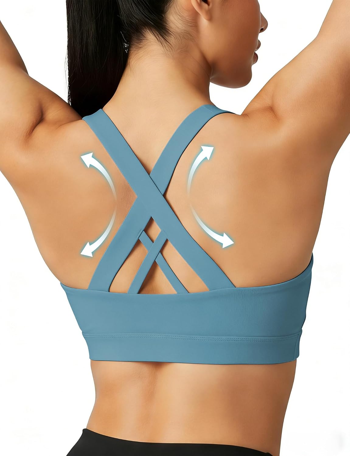 Buauty Sports Bra for Women, Criss Cross Back Medium Support Workout Bras with Removable Cups for Yoga Running Gym