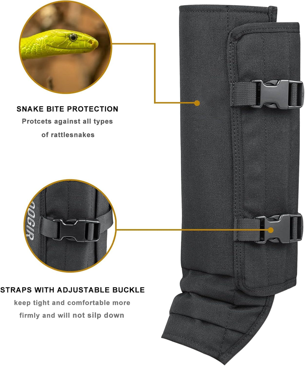 UIIHUNT Snake Gaiters, Waterproof Snake Chaps Snake Gaiter for Men Women, Adjustable Snake Bite Protection Snake Guards