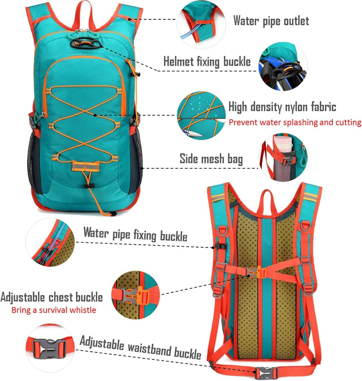 Lightweight Cycling Hydration Backpack,Large Capacity Pack for Travel,Hiking,Climbing,Skiing,Running Daypack for Men Women (Black)