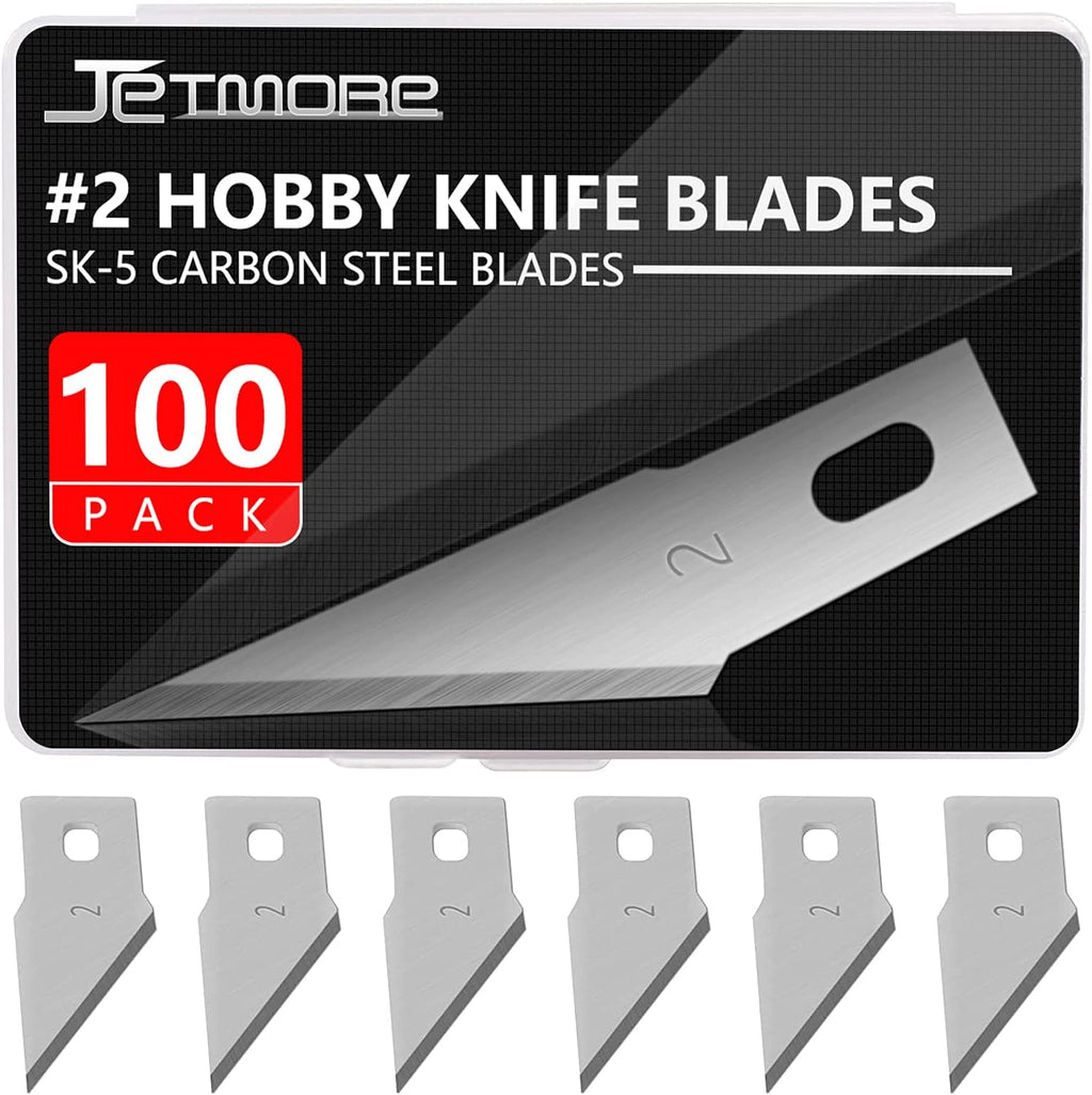 JETMORE 100 Pack Exacto Knife Blades #2, Craft Knife Blades for Art