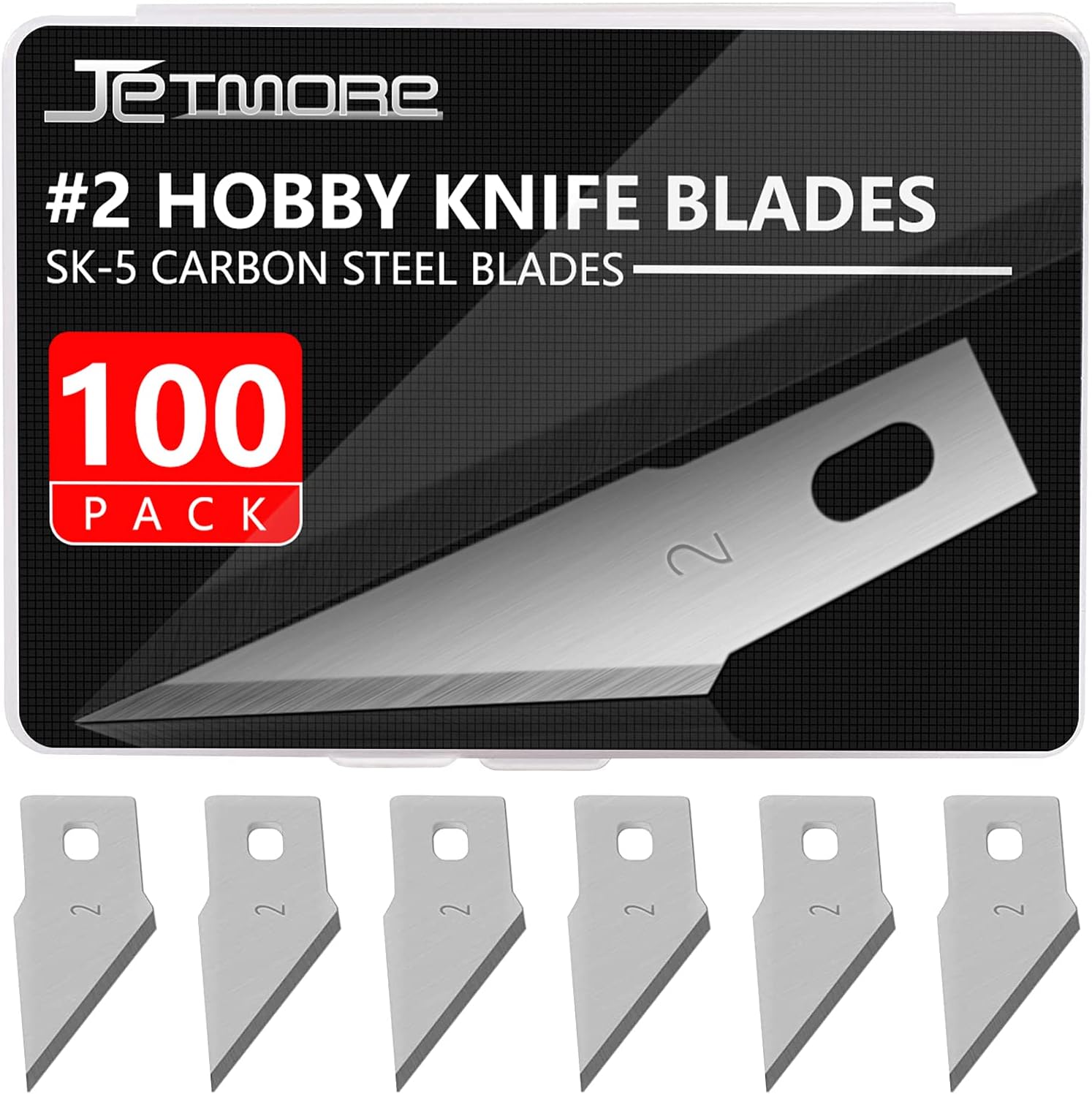 JETMORE 100 Pack Exacto Knife Blades #2, Craft Knife Blades for Art