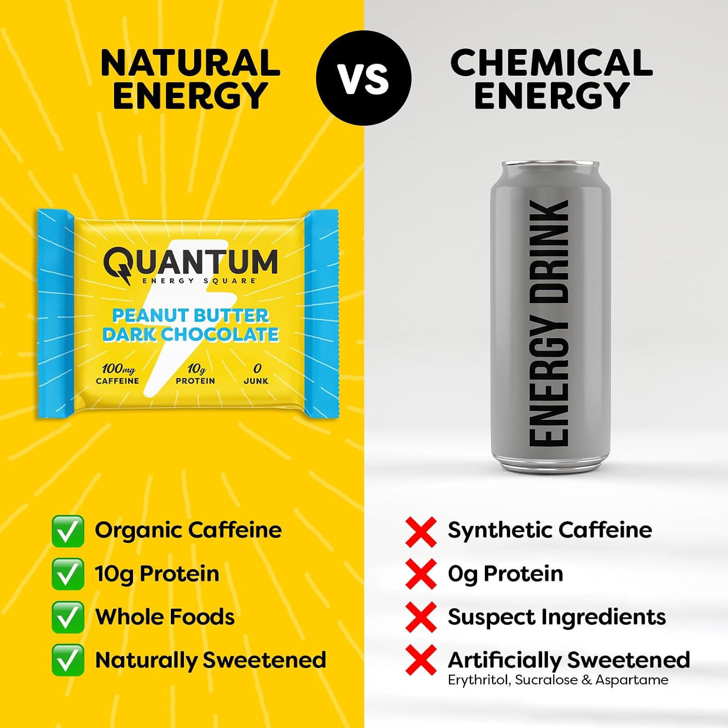 QES Energy Bars, Variety Mega Pk, Caffeine, 10g Protein, Gluten Free, Vegan