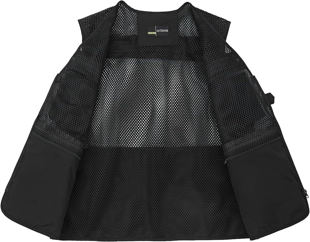 Ziker Men's Mesh Breathable Openwork Camouflage Journalist Photographer Fishing Vest Waistcoat Jacket Coat