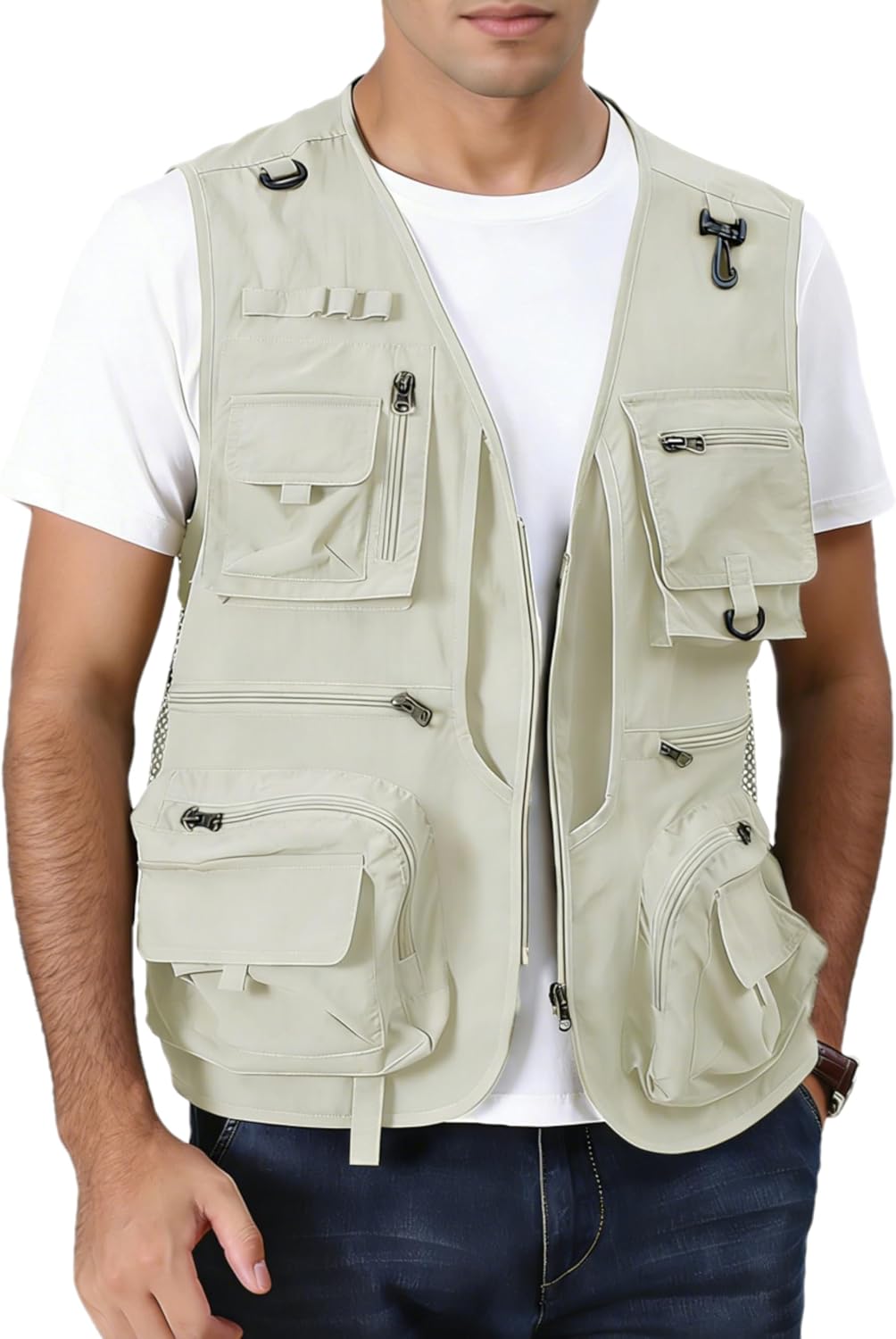 Men's Lightweight Mesh Fishing Vest Utility Outdoor Multi-Pocket Hunting Cargo Vest