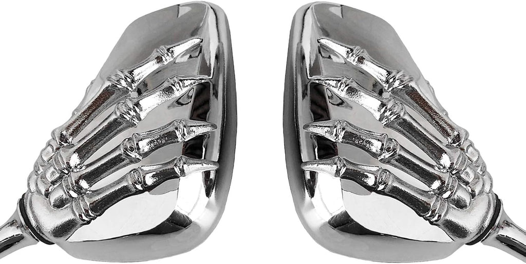 Universal Bicycle Mirror Bike Rear View Mirror 8mm 10mm Skull Hand Style Also for Motorcycle Rear View Mirrors silver
