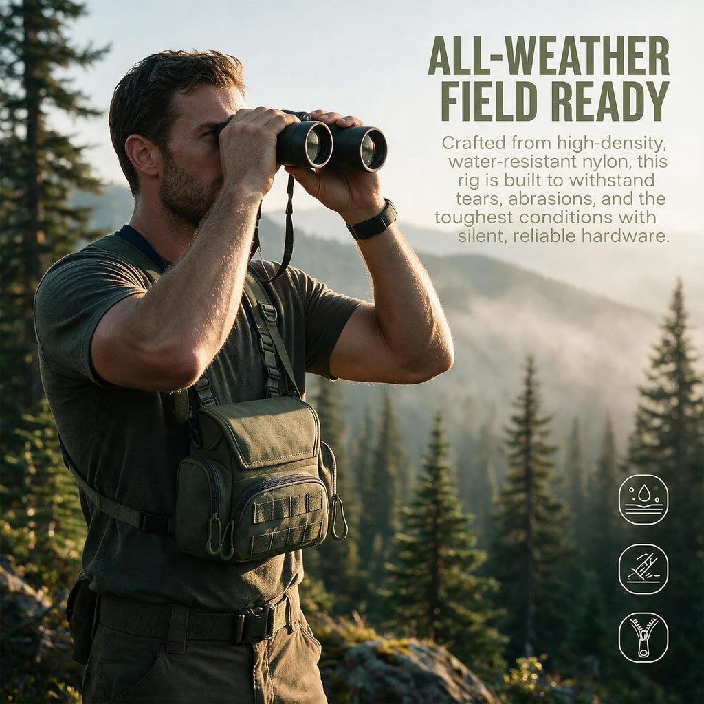 Binocular Harness Chest Pack - Bino Harness Hunting Chest Rig with Pocket