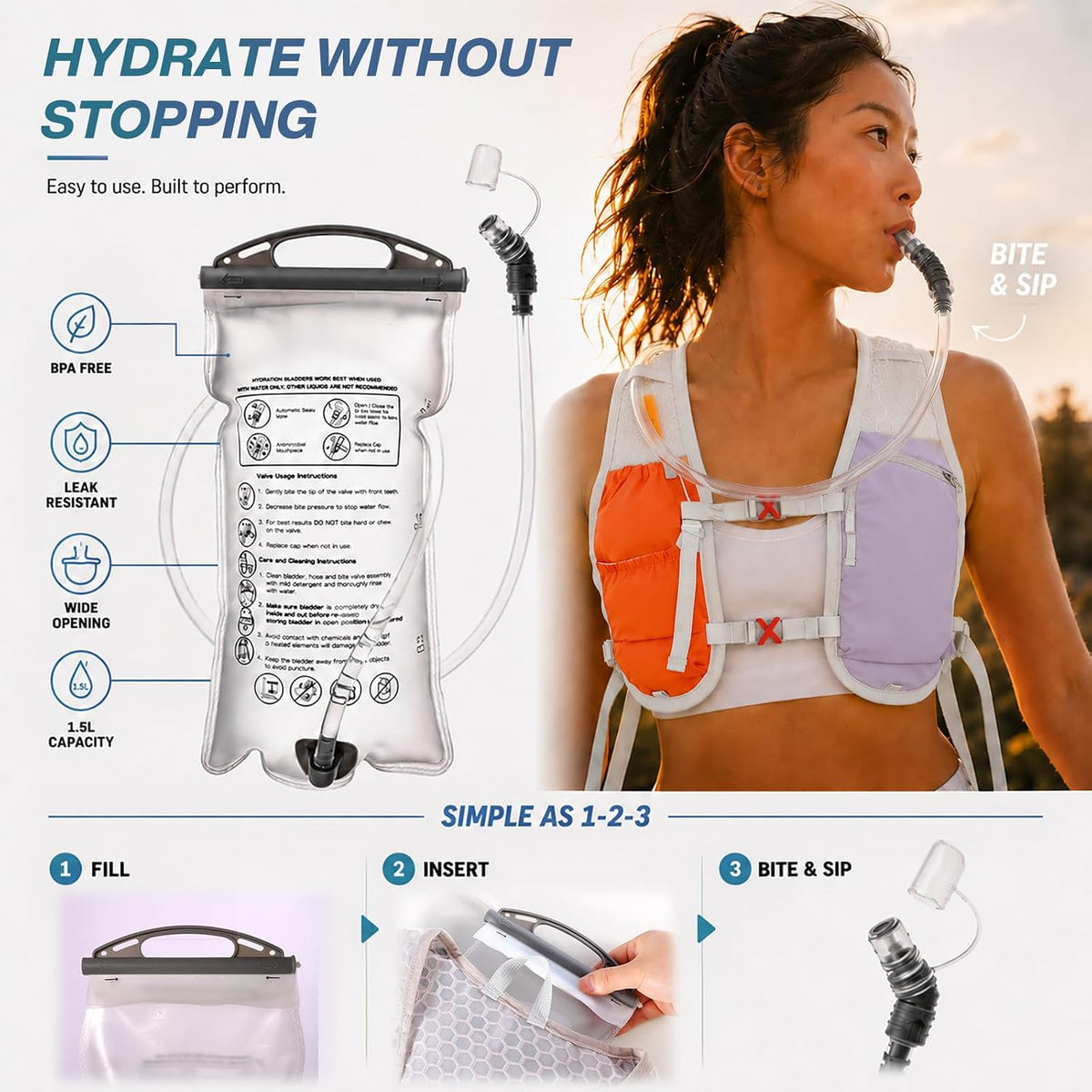 Running Vest with 2L Hydration Bladder Lightweight Pack