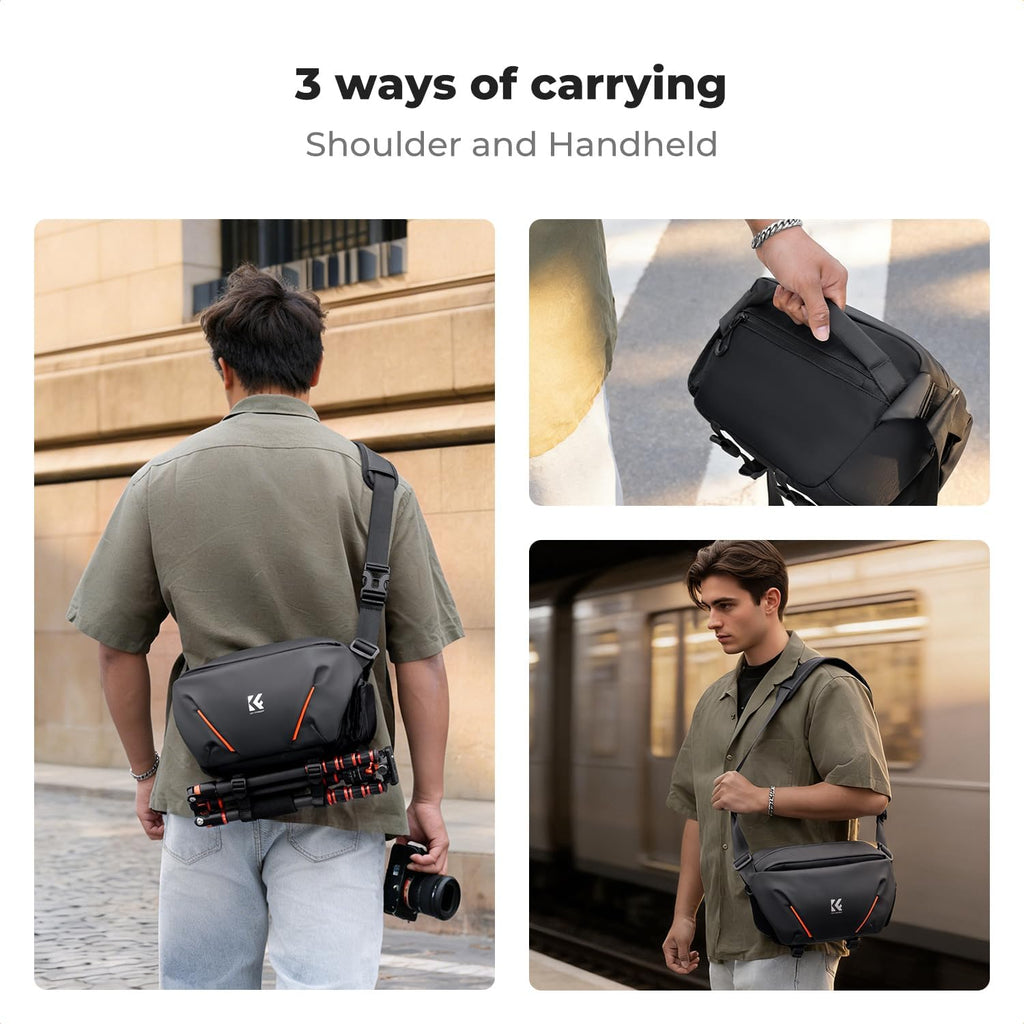 K&F CONCEPT Camera Sling Bag, Lightweight Crossbody Bag with Tripod Holder