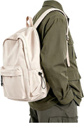 BJLFS White School Backpack for Girls Women, Waterproof High School Book Bag Cute Backpack for Men Teens Boys, Lightweight Mini Classic Basic College Backpack Middle School Back Pack Daypack