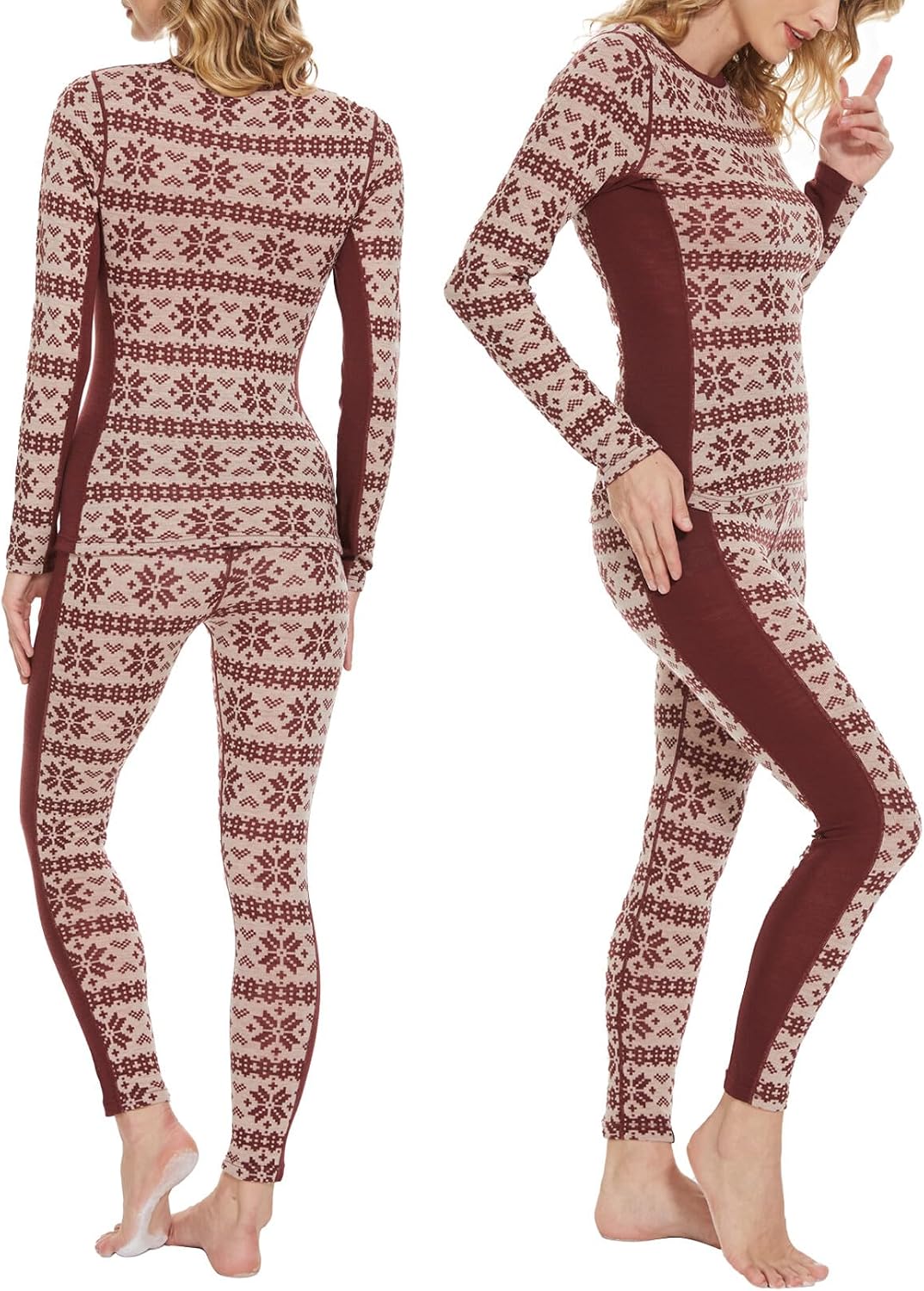 100% Merino Wool Base Layer Set Women - Thermal Underwear Long Johns PJs