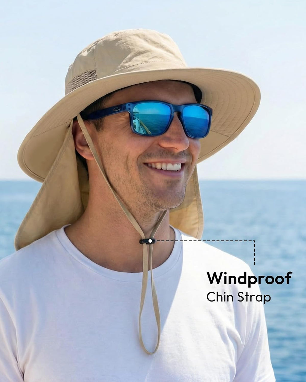 Sun Hats for Men Wide Brim Bucket Hat with Neck Flap for Fishing & Hiking Mens Sun Hat for UV Protection
