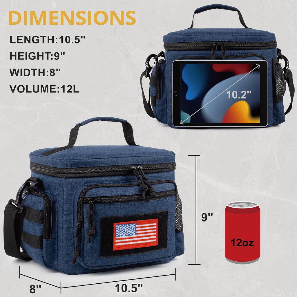 Lunch Box for Men, 12L Leakproof Tactical Lunch Bag Large Cooler for work