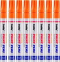 Orange Paint Markers, 8 Pack Oil-Based Waterproof Quick Dry Permanent Paint Pen Set for Rocks Painting, Wood, Fabric, Plastic, Canvas, Glass, Mugs, Metal, Tire, Stone, DIY Craft