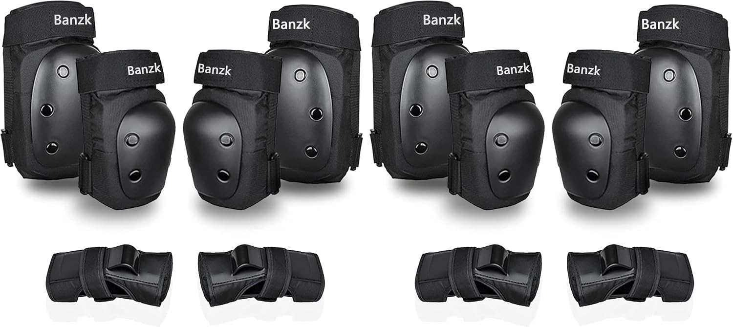 Adult Knee Pads Elbow Pads Wrist Guards for Adult Kids 6 in 1 Protective Gear Set for Skateboarding Biking Roller Skating Cycling Outdoor Sports