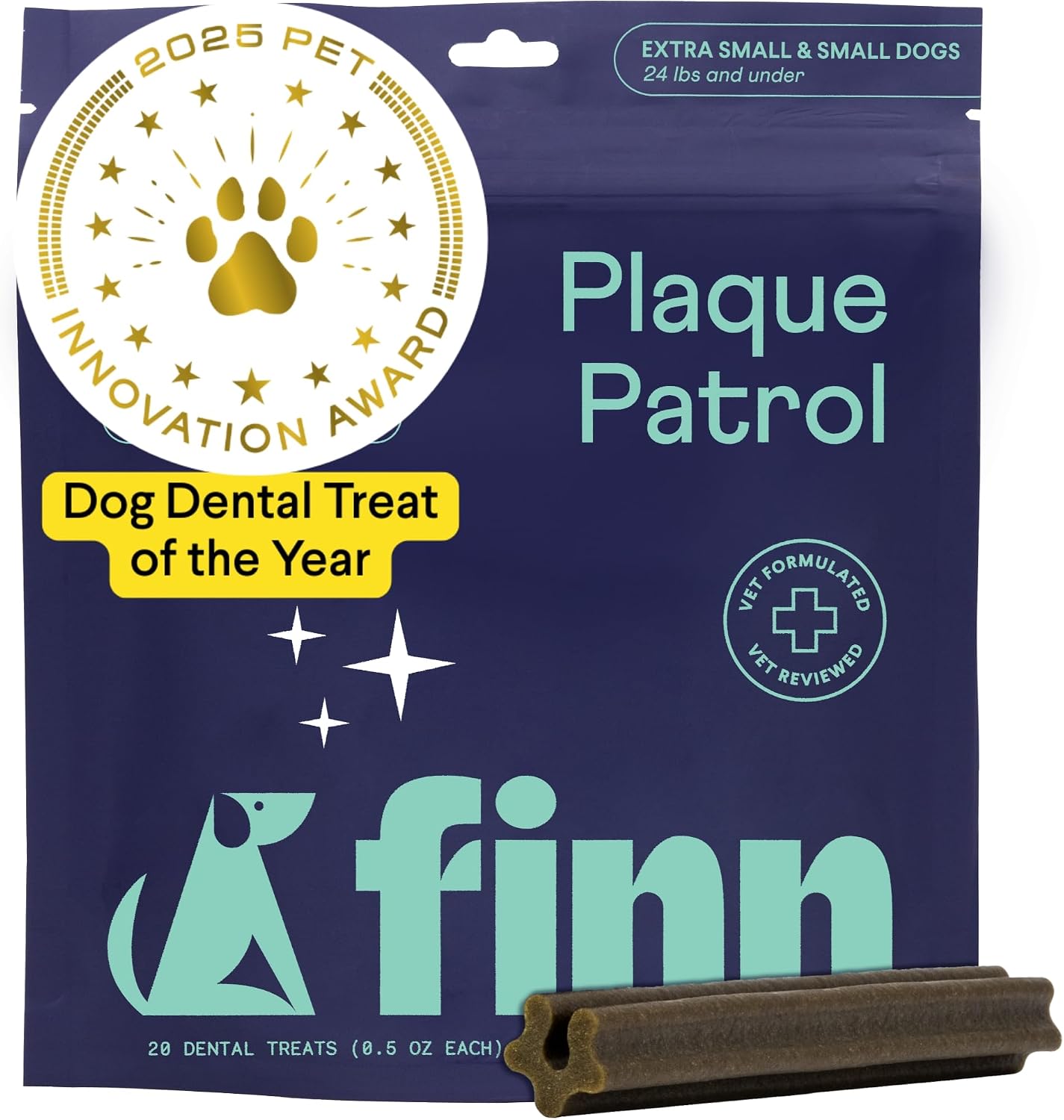 Finn Plaque Patrol Dental Chews - Fights Tartar & Bad Breath - Small Dogs