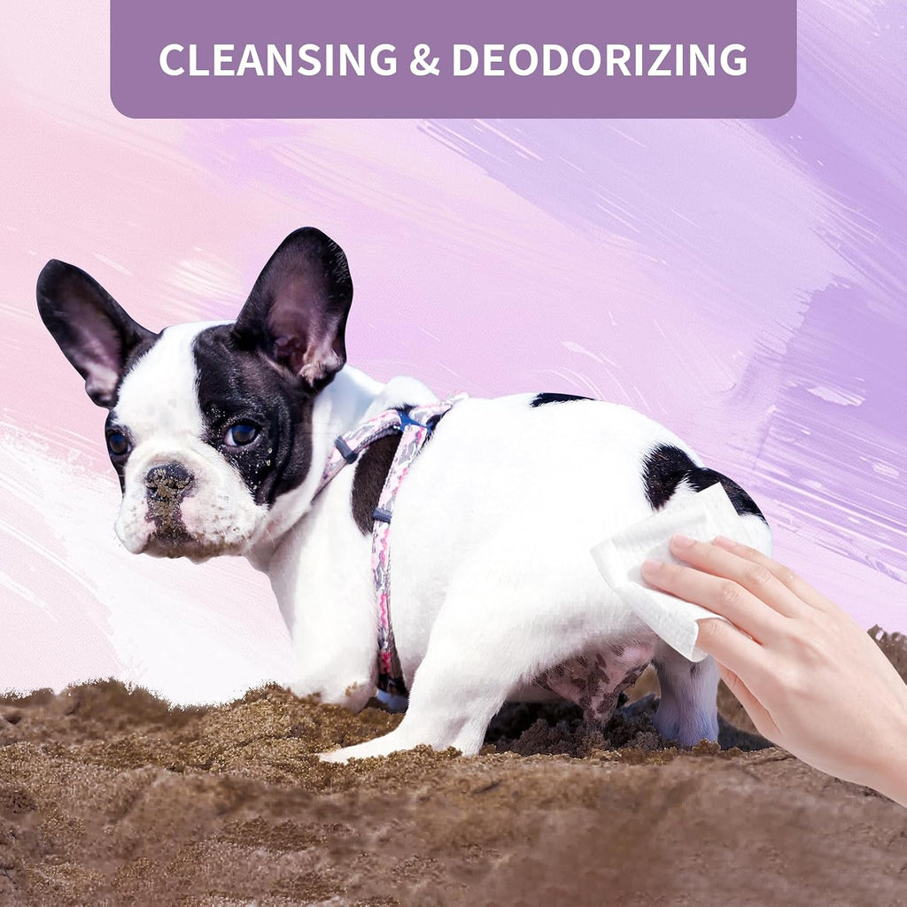 IMMHABI 400 Count Lick-Safe Dog Wipes, Lavender Plant-Based Hypoallergenic Dog Wipes for Paws, Butt, and Anal Gland Care, Cleansing & Deodorizing for Puppies