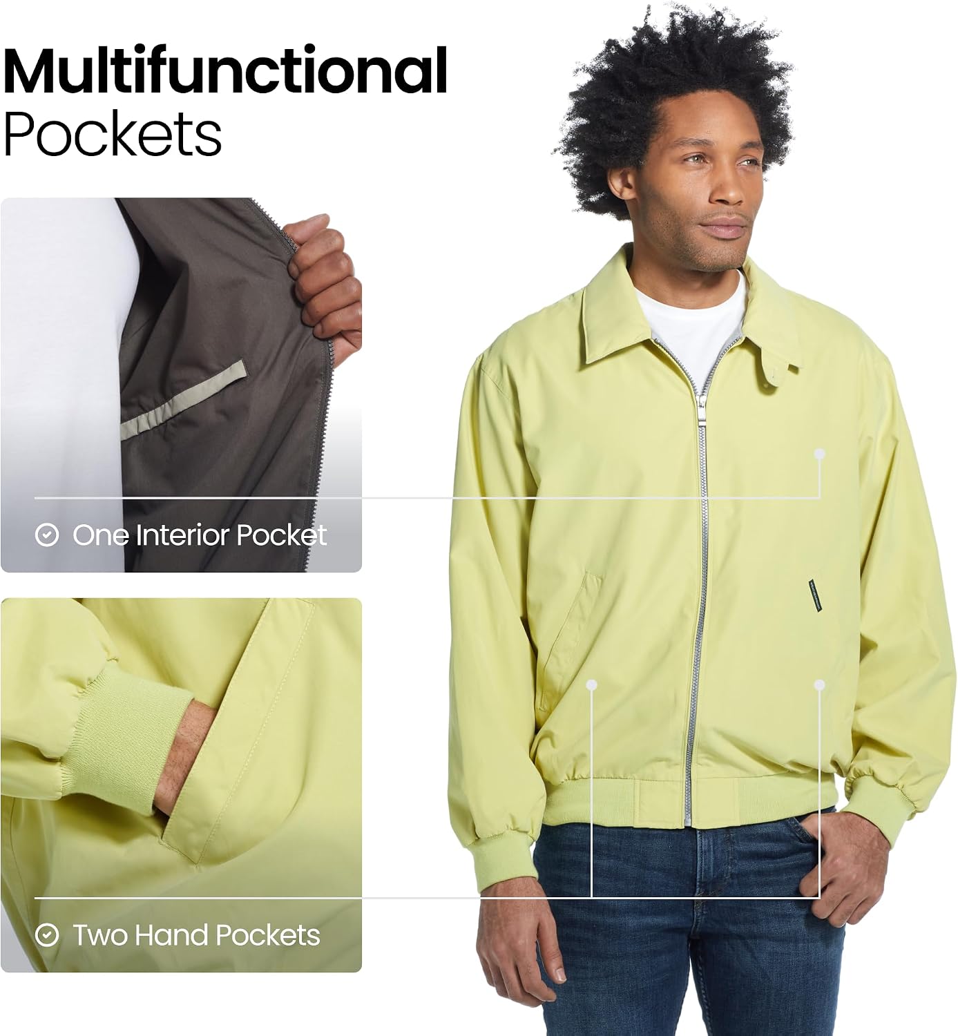 Weatherproof Men's Golf Jacket - Lightweight Windbreaker, Water-Resistant Microfiber Shell, Perfect for Golf & Casual Wear