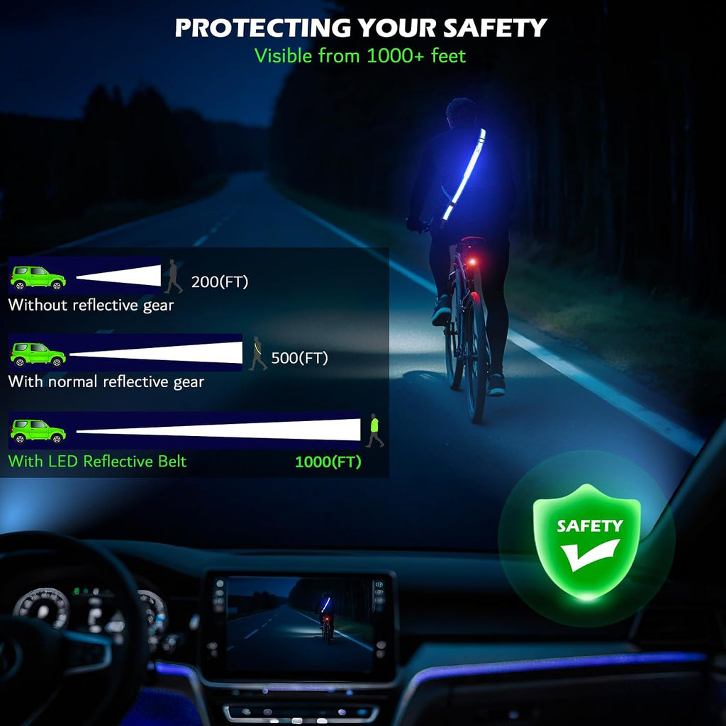 LED Reflective Night Walking Safety Gear,Adjustable Walking Light Belt, for Night Dog Walking,High Visibility Safety Lights for Walking at Night for Men Women Jogging Running Biking