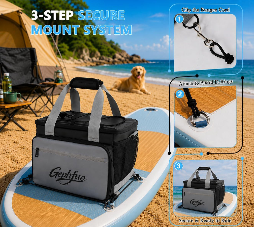 Modoker Waterproof Paddleboard Deck Bag, Paddle Board Accessories Storage Organizer for Dog Travel with Adjustable Dividers & Mesh Pockets