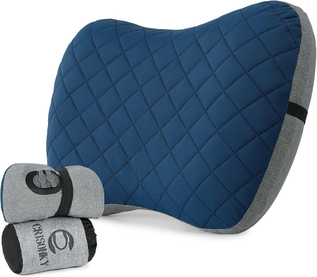 Crisonky Camping Pillow with Removable Cover, Ultralight Inflatable Pillow