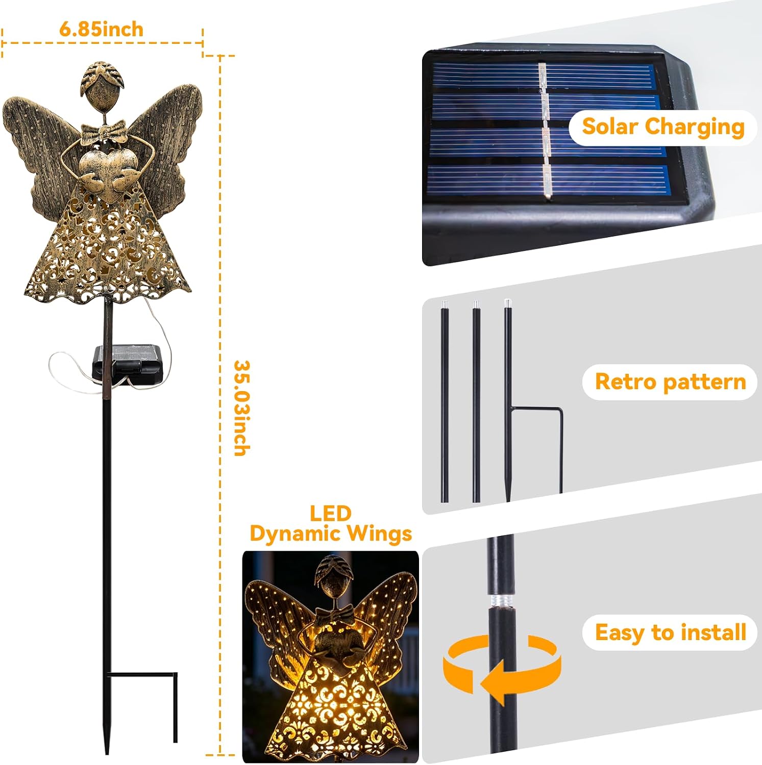 SRNPMIU Angel Solar Lights Outdoor Decor, Solar Angel Garden Decorations