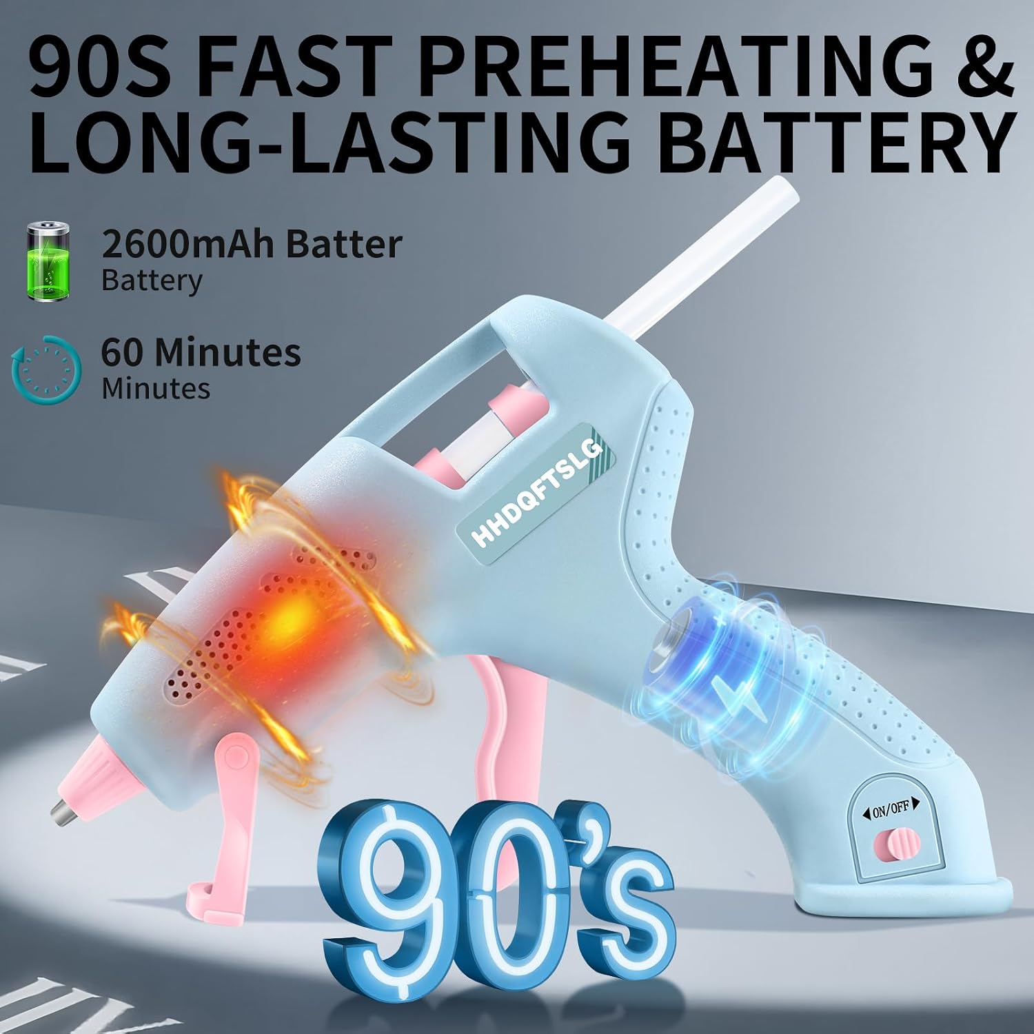 Cordless Hot Glue Gun Kit with 30 Sticks, Fast Heating 2.6Ah Rechargeable
