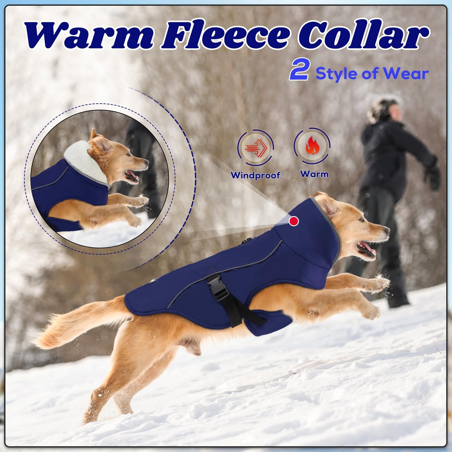 EMUST Dog Winter Coat, Waterproof Fleece Dog Jacket Winter for Small Dogs