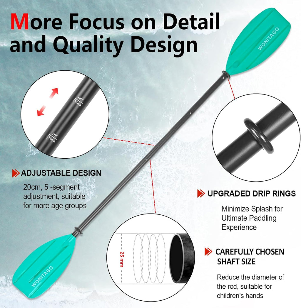 Kayak Paddle for Kid, Adjustable Kayaking Oar for Child and Youth