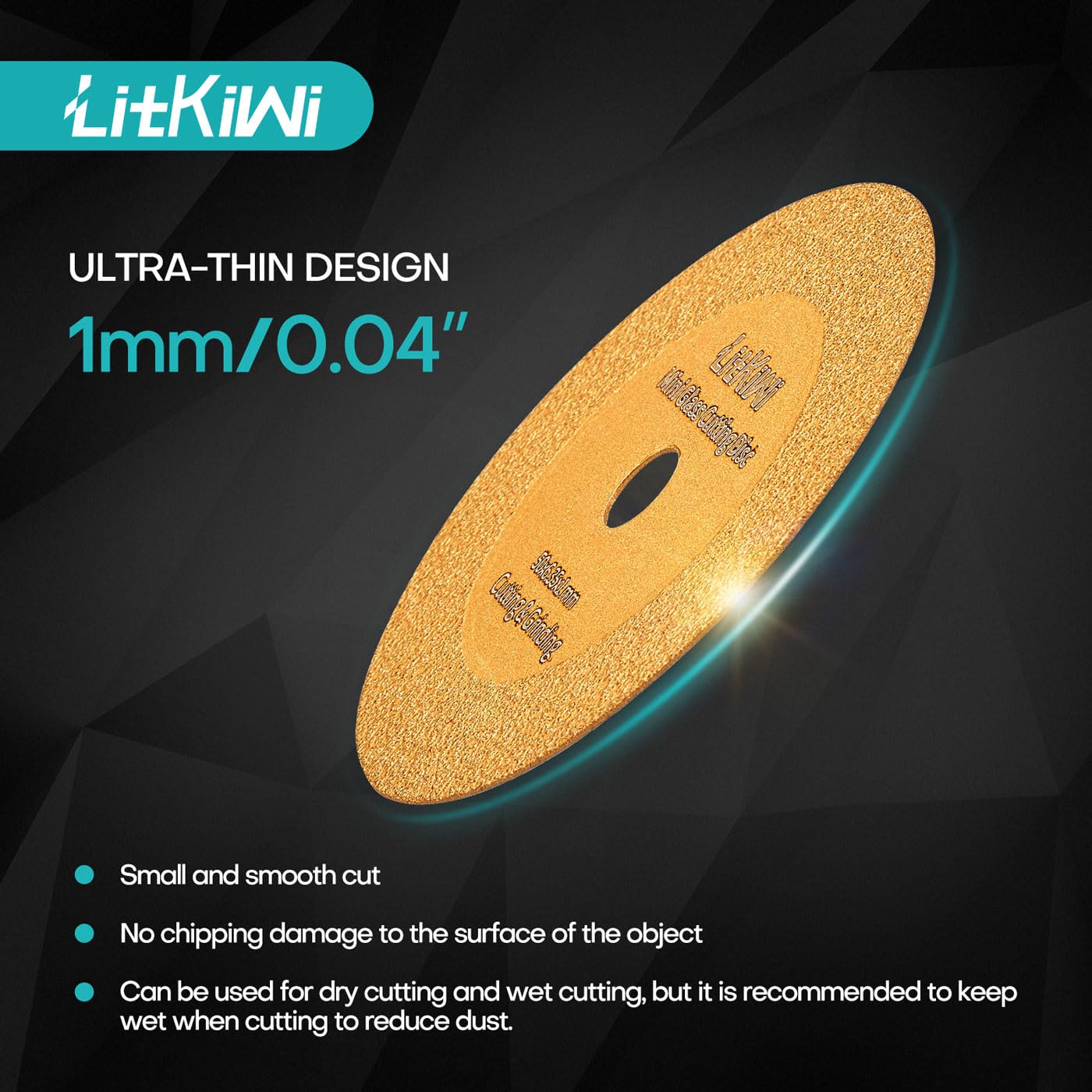 1mm Diamond Cutting Blade Wheel,Cutting Disc with 2 Sizes Round Mandrels