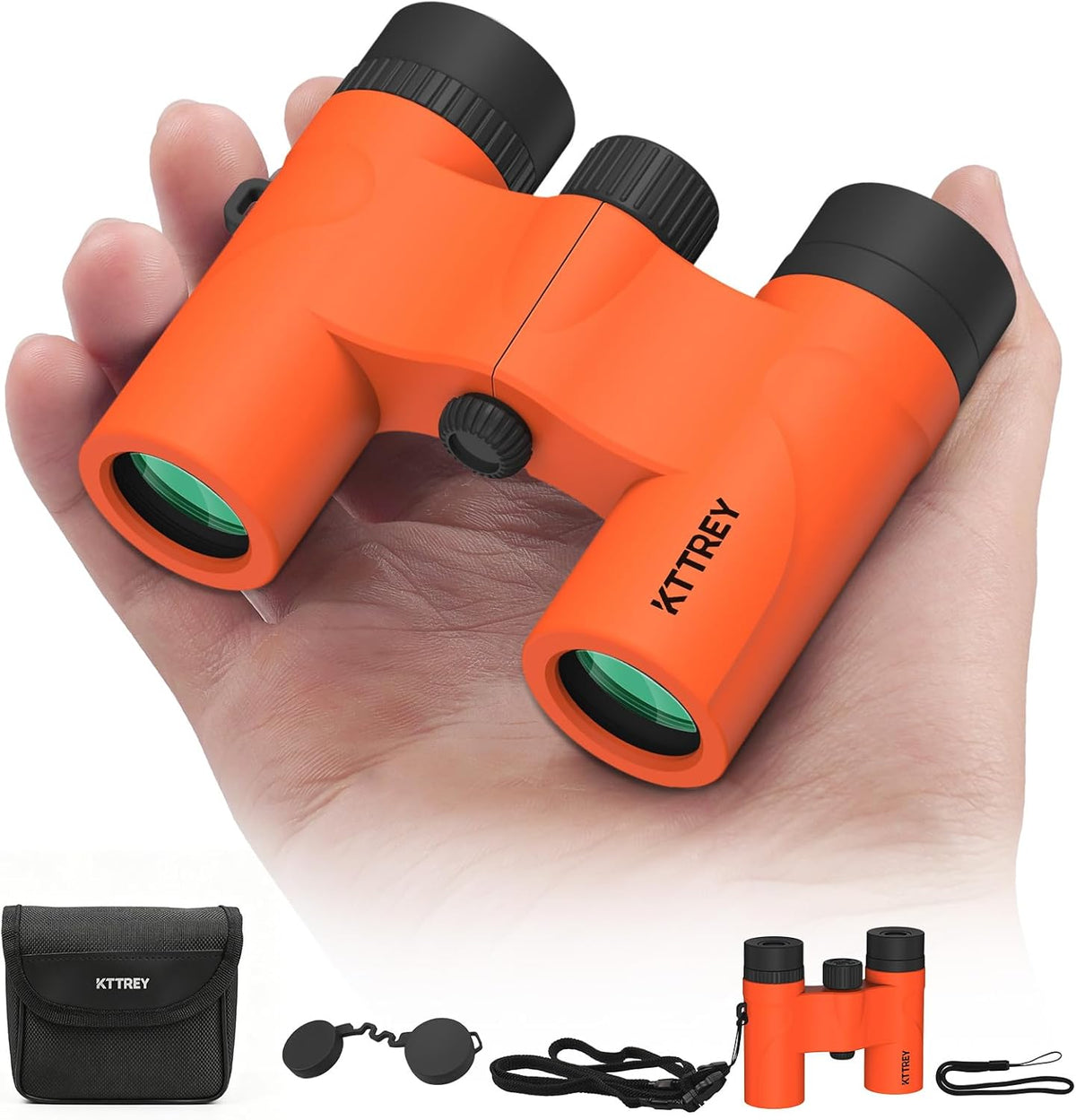 8x21 Compact Binoculars for Adults and Kids, Lightweight Pocket BAK4 Prism FMC Lens, Waterproof Shockproof for Bird Watching Travel Camping Concerts Hiking (Orange)