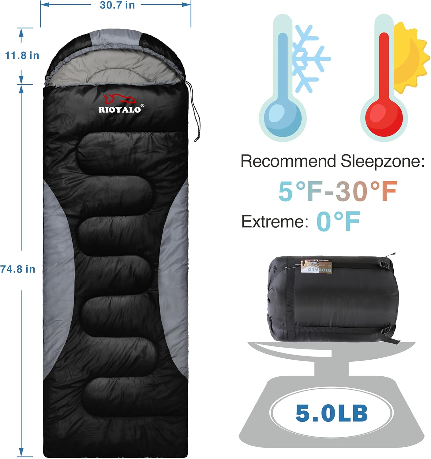 0 Degree Winter Sleeping Bags for Adults, Cold Weather Camping