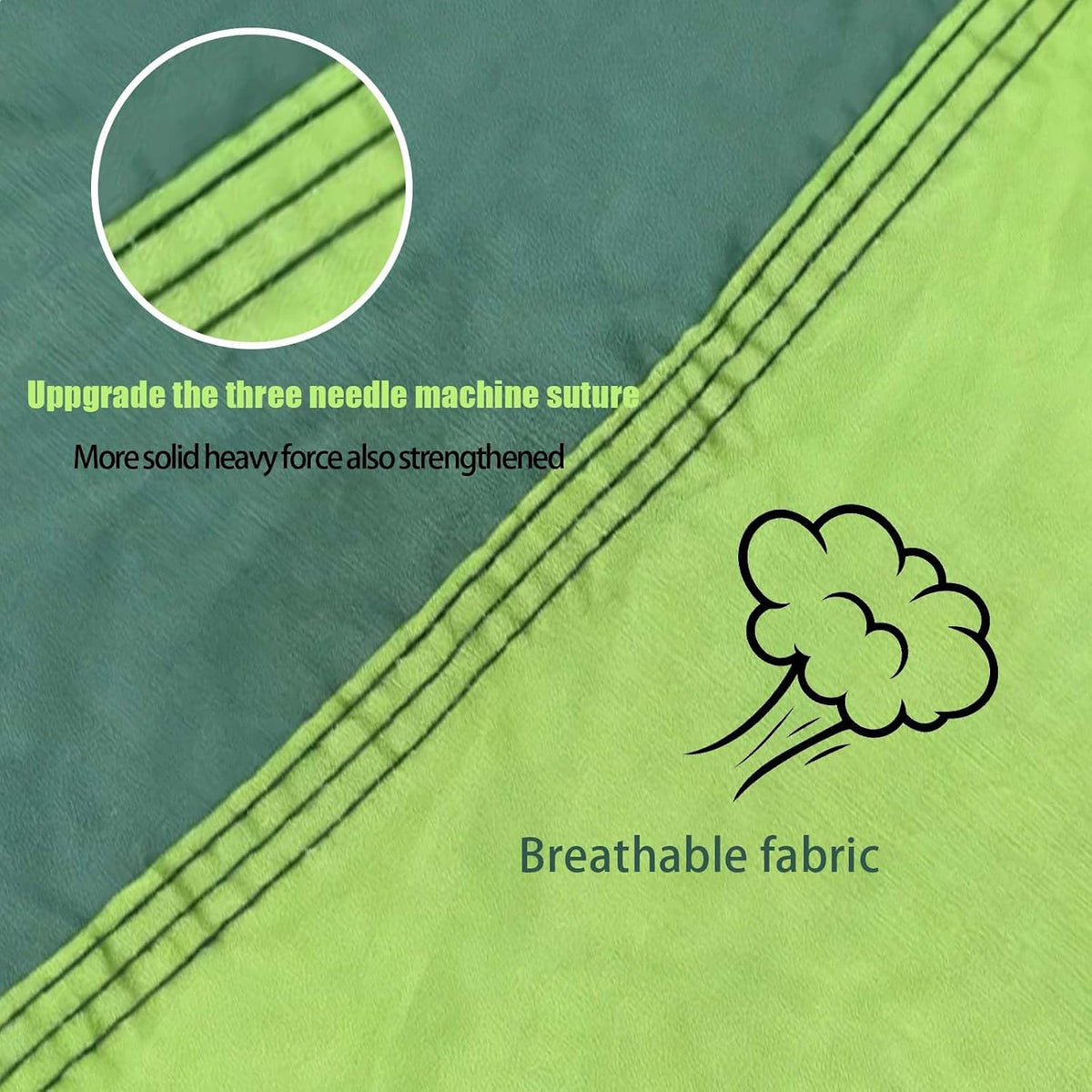 Camping Hammock with Tree Straps Portable Nylon Green 118"x78"