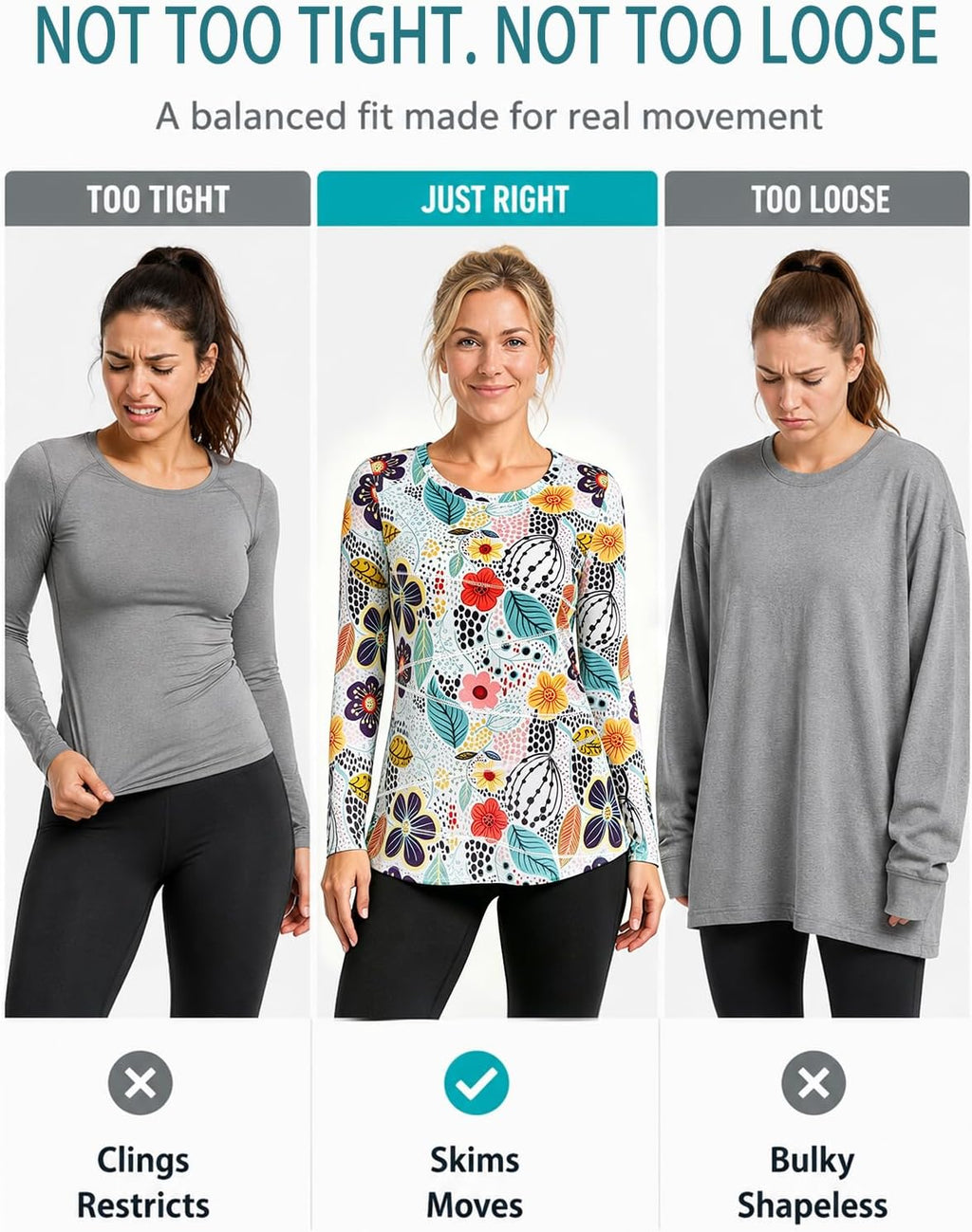 Kimmery Workout Tops for Women Long Sleeve Shirts for Women Quick Dry Line Decor Yoga Tops Sizes S-3XL