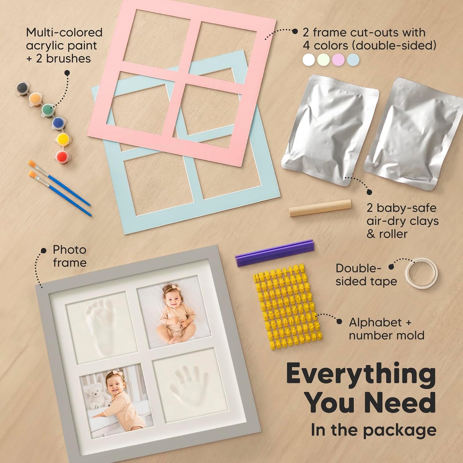 KeaBabies Baby Hand and Footprint Kit, Baby Footprint Kit (Cloud Gray)