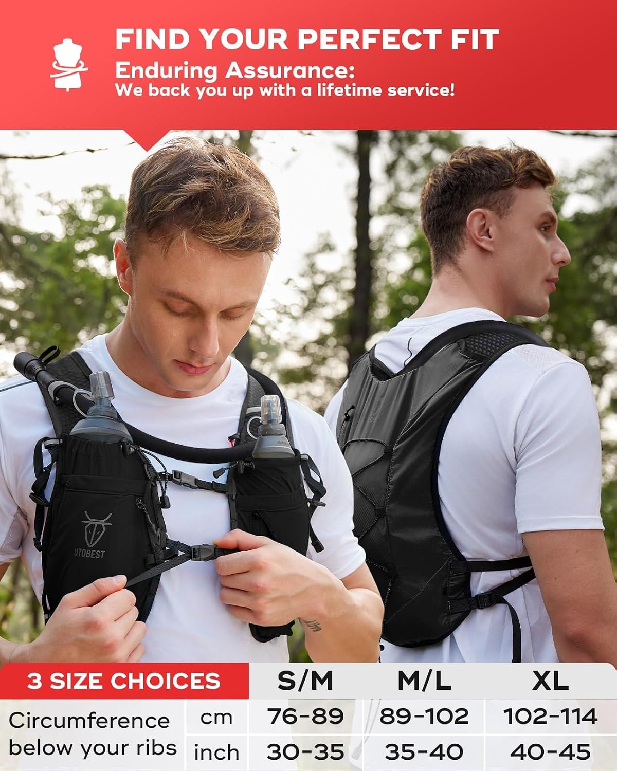 UTOBEST Running Vest Lightweight Hydration Pack 10L UTR110