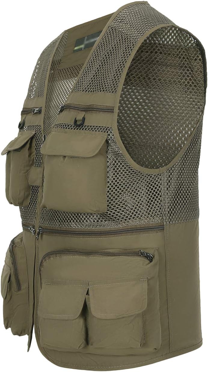 Hbufnha Outdoor Fishing Hunting Vest Multi Pockets Work Cargo Jacket