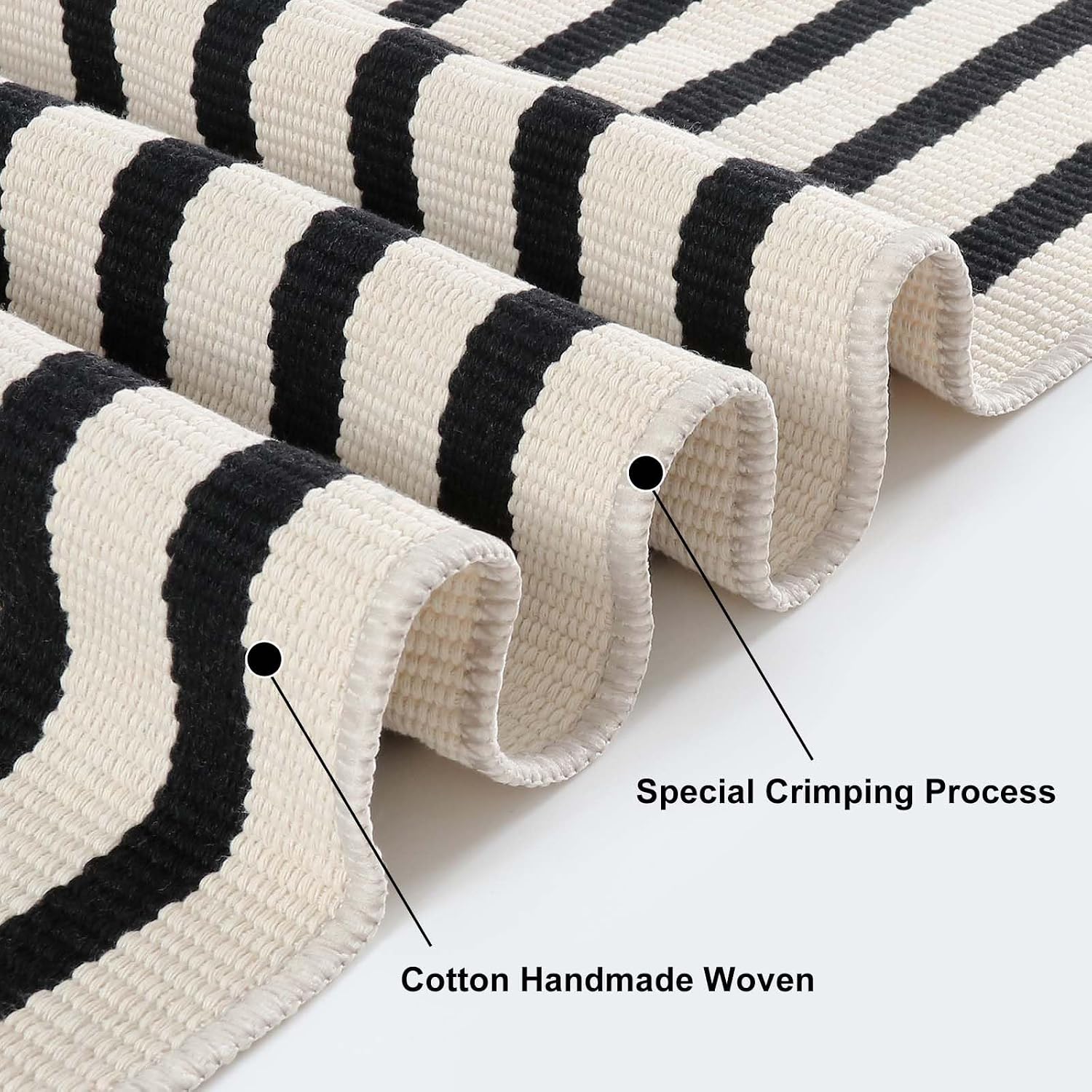 Fall Front Door Mat 2'x4.3', Cotton Washable Striped Outdoor Rug