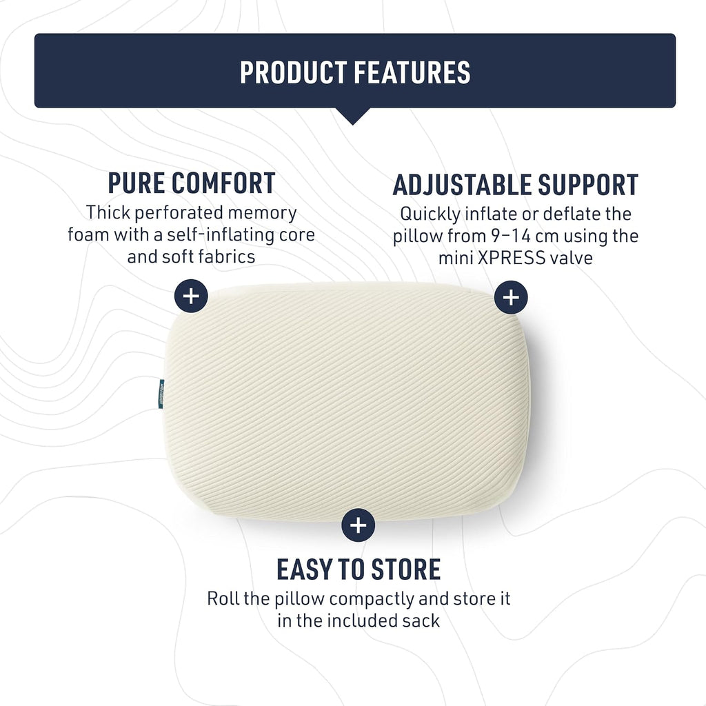 Sea to Summit Memory Lux Inflatable Foam Pillow, X-Large, Mediterranean