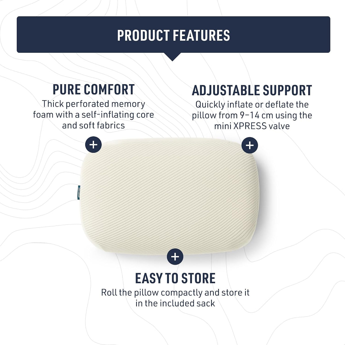 Sea to Summit Memory Lux Inflatable Foam Pillow, Large, Mediterranean
