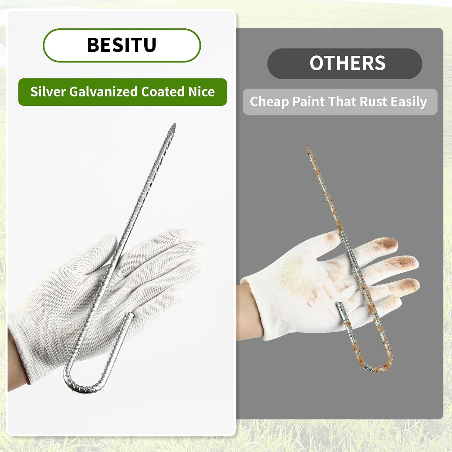Besitu 12 inch Stakes Heavy Duty 100-Pack J Hook Metal Fence Stake for Dogs Digging Tent and Outdoor Decorations Inflatables Rebar Metal Spikes for Ground