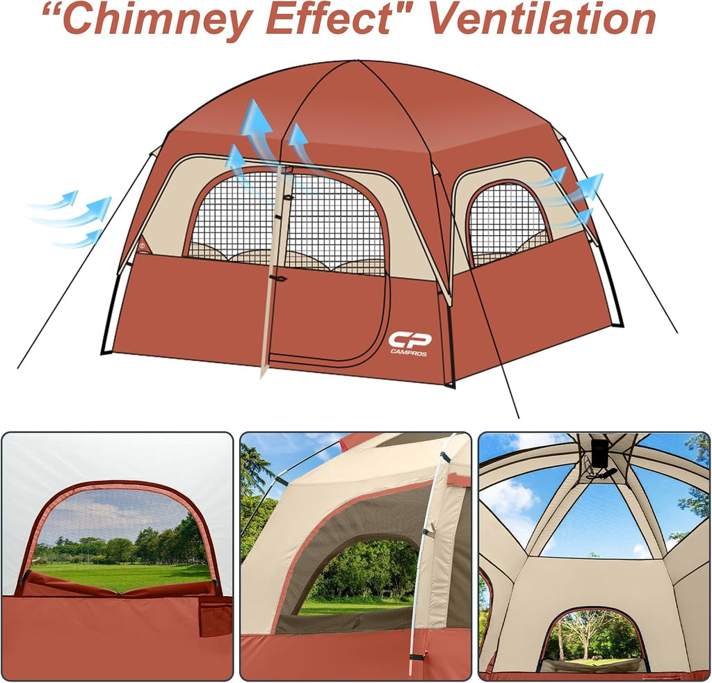 CAMPROS CP Upgraded 6/8 Person Camping Tents, Waterproof Family Tent