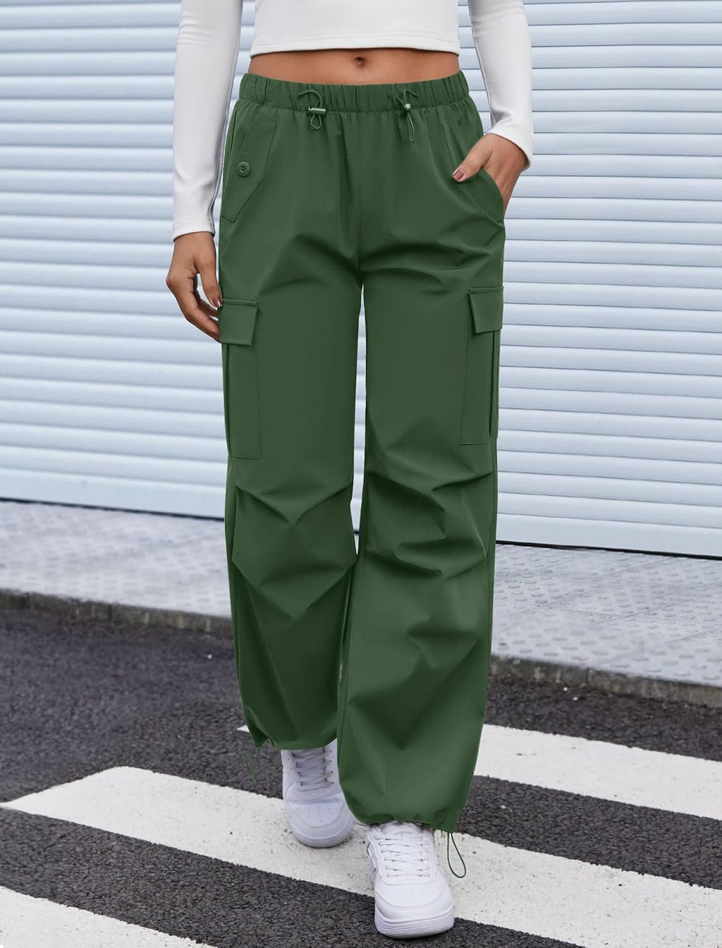 COPYLEAF Cargo Pants Women Parachute Baggy Hiking Pants with Pockets Travel