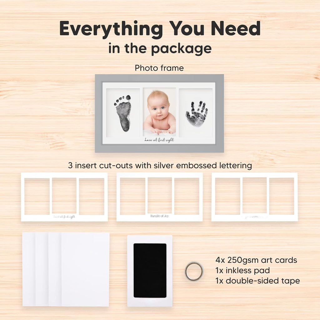 Inkless Hand and Footprint Kit, Boy Girl Newborn Keepsake (Cloud Gray)