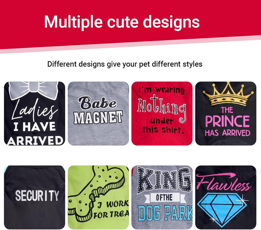 hoyuwak 8 Pieces Pet Shirts Funny Dog Printed Clothes Dog Sleeveless Vests