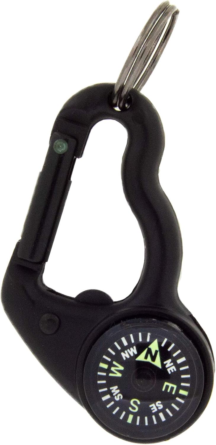 Sun Company MagniComp - Compass/Magnifier Carabiner | Carabiner with Luminous Compass and Foldaway Magnifying Glass