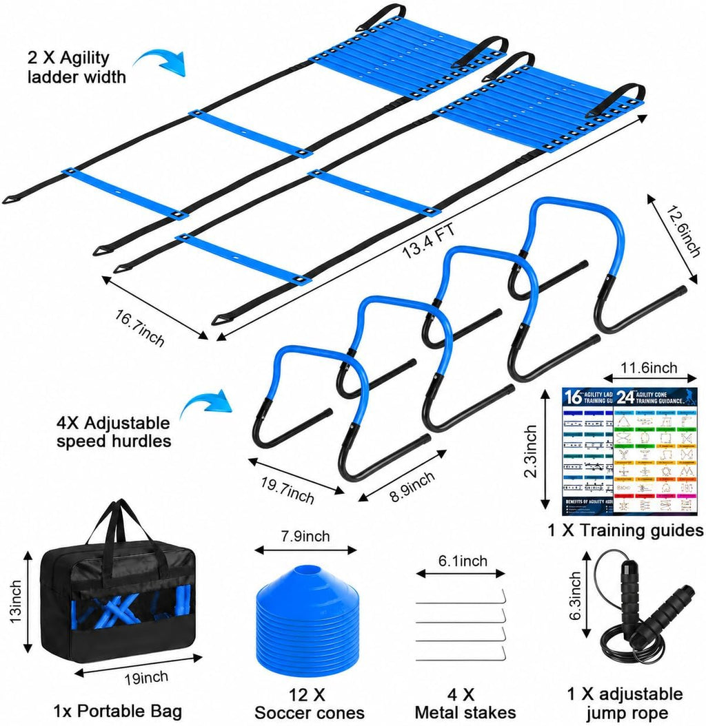 BORNEW 2 Pack Agility Ladder, Soccer Speed Training Equipment Set