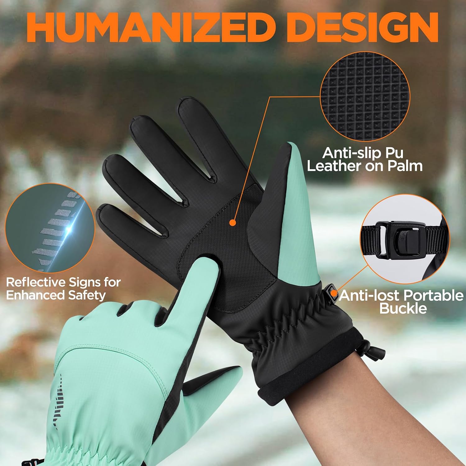 rivmount Winter Waterproof Ski Snow Warm Gloves for Women Men, Windproof Cold Weather Thermal with Touchscreen Fingers, for Running Driving Cycling Hiking Biking Outdoor Sports Daily Work