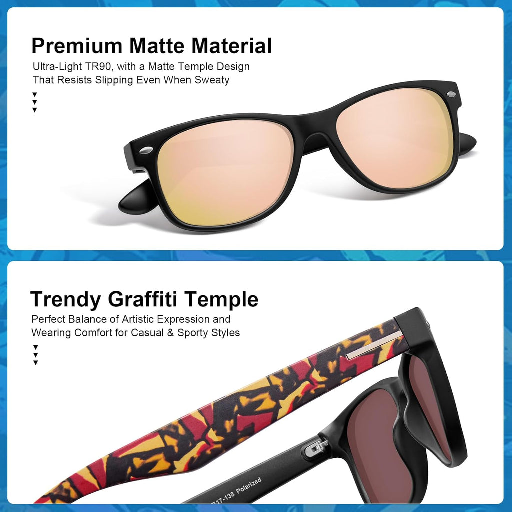 CARFIA Polarized Sunglasses Men Womens UV Protection,TR90 Lightweight Frame Sports Life Style Outdoor Running Sun Glasses