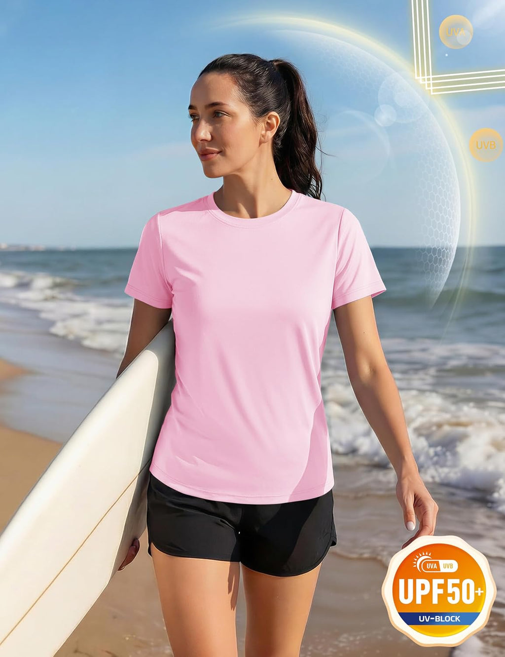 TACVASEN Women's Short Sleeve Workout Shirts UPF 50+ Sun Protection Quick Dry Athletic Tops for Running Gym Tee