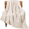 BEDELITE Fleece Blanket Soft Plush Throw for Couch Beige 50"x60"